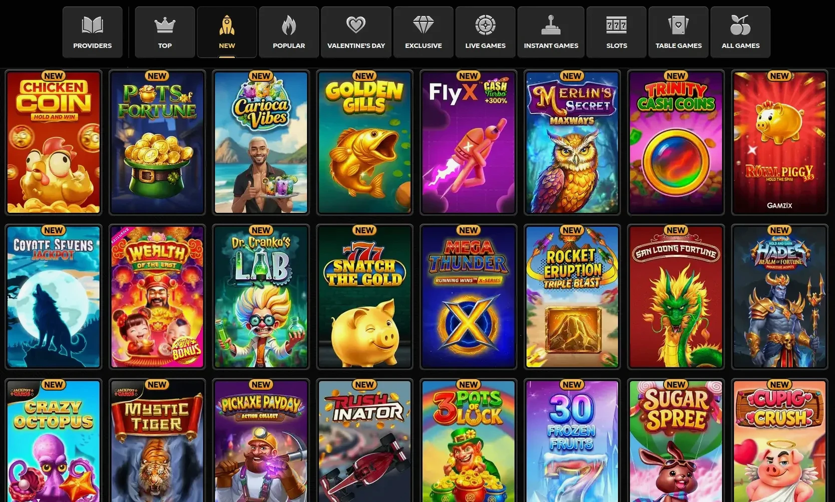 Powerup Casino Spielauswahl
